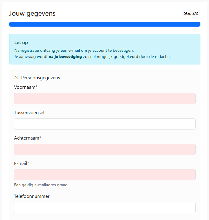 Aanmaken van een account